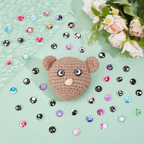 PH PandaHall 50Styles Eye Glass Cabochons 100PCS Round Eyes 12mm Kawaii Animal Craft Eyes Flatback Dome Cabochons for Clay Puppet Sculptures Crochet Plush Animals Amigurumi DIY Craft in Saudi Arabia