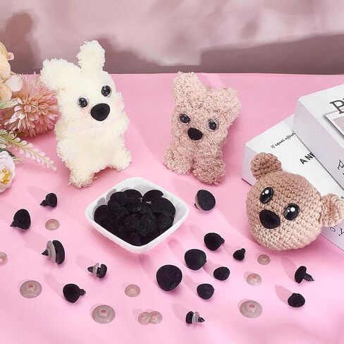 PH PandaHall 120pcs Flocking Safety Noses, 6 Size Stuffed Animal Triangle Nose Plastic Safety Noses Bulk Craft Nose with Washers for Amigurumi and Plush Crafts Crochet Projects, 11-29mm, Brown in Saudi Arabia