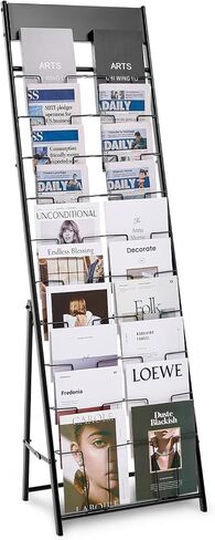 VEVOR Brochure Display Rack, 20 Pockets Magazine Literature Display Stand, Portable Floor Standing Magazine Rack, Metal Newspaper Catalog Holders for Shop, Exhibitions, Office, Trade Show, Black in Saudi Arabia
