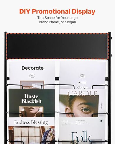 VEVOR Brochure Display Rack, 20 Pockets Magazine Literature Display Stand, Portable Floor Standing Magazine Rack, Metal Newspaper Catalog Holders for Shop, Exhibitions, Office, Trade Show, Black in Saudi Arabia