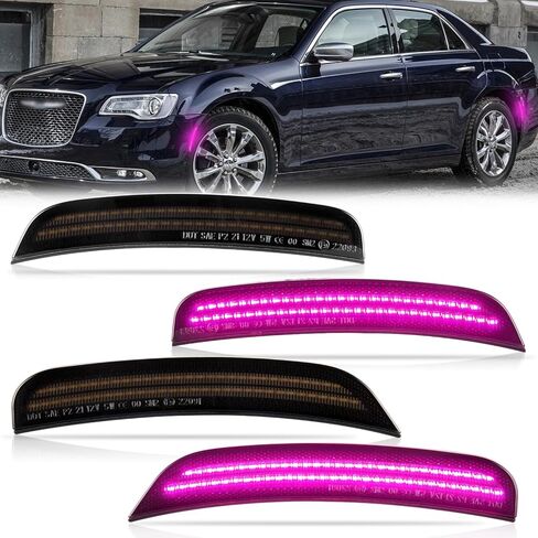 POPMOTORZ Front Rear Fender LED Side Marker Lights Compatible With 2015 2016 2017 2018 2019 2020 2021 2022 2023 2024 Chrysler300 LED Side Marker Lamps Smoked Lens Pink Purple 4 Pack in Saudi Arabia