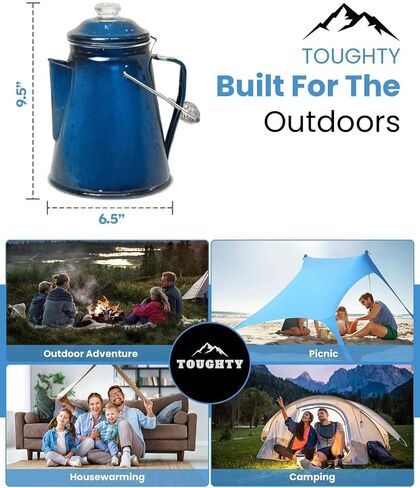 Classic Enamel Coffee Percolator (Black, 12 Cup) — The Original Camping Coffee Maker — Essential for the Campsite Brewmaster – Camping Coffee Percolator in Kuwait