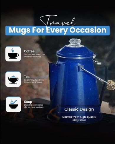 Classic Enamel Coffee Percolator (Black, 12 Cup) — The Original Camping Coffee Maker — Essential for the Campsite Brewmaster – Camping Coffee Percolator in Kuwait