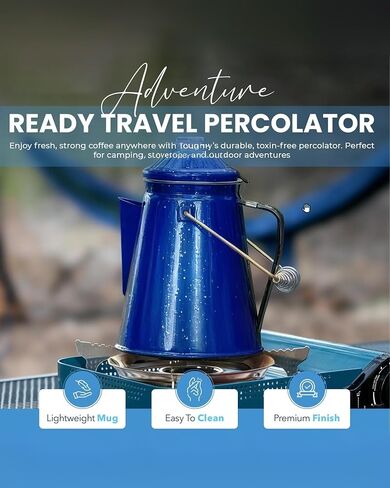 Classic Enamel Coffee Percolator (Black, 12 Cup) — The Original Camping Coffee Maker — Essential for the Campsite Brewmaster – Camping Coffee Percolator in Kuwait