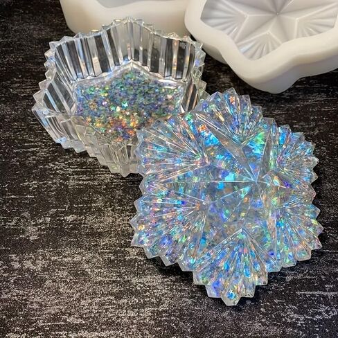 1 Set Snowflake Design Resin Mold Jewelry Box with Lid Silicone Epoxy Casting Mold for DIY Crafts Candy Storage in Saudi Arabia
