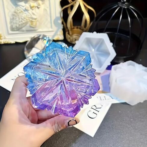 1 Set Snowflake Design Resin Mold Jewelry Box with Lid Silicone Epoxy Casting Mold for DIY Crafts Candy Storage in Saudi Arabia