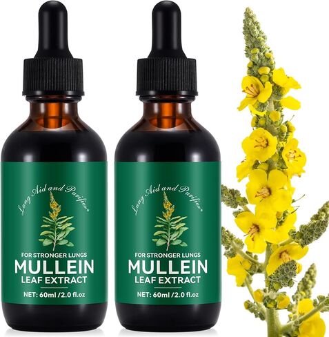 Mullein Drops for Lungs, Mullein Leaf Extract for Lungs, Mullein Leaf Tincture Drops, Powerful Mullein Leaf Liquid Extract Drops, Vegan Mullein Leaf Sublingual Fast Absorption, 2 OZ in Saudi Arabia