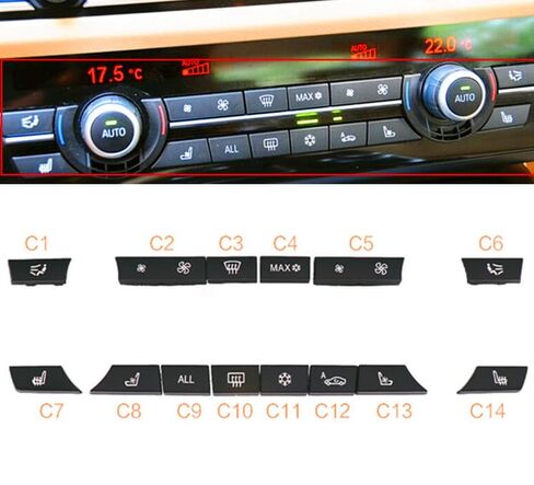1 Set of 14 Button Key Cover Repair kit, air Conditioning Heater Switch Suitable for BMW F07 F10 F11 F01- in Saudi Arabia