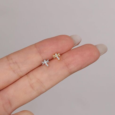 Meissa Animals Earrings Dragonfly Stud Earrings Sterling Silver Stud Earrings with Cubic Zirconia Opal Pearl Cute Animals Stud Hoop Gifts for Women Teen Girl (Gold) in Kuwait