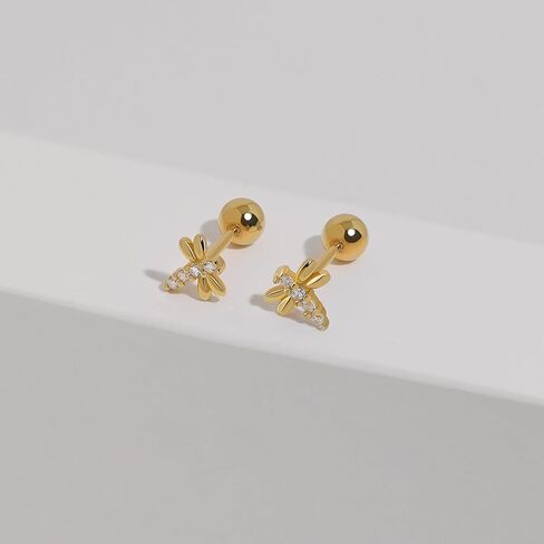 Meissa Animals Earrings Dragonfly Stud Earrings Sterling Silver Stud Earrings with Cubic Zirconia Opal Pearl Cute Animals Stud Hoop Gifts for Women Teen Girl (Gold) in Kuwait