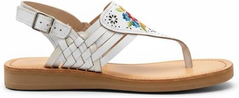 Mexican Leather Sandals with Embroidered Flowers for Women - Model 1314 (7, Black) in Kuwait