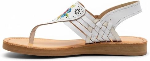 Mexican Leather Sandals with Embroidered Flowers for Women - Model 1314 (7, Black) in Kuwait