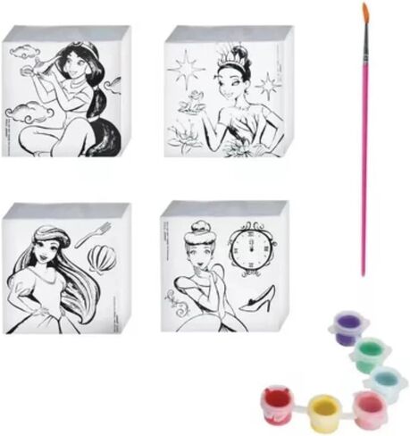 Disney Princess Color Your Own Canvas (4" x 4") - Customizable, Fun & Inspiring Artwork for Kids and Creativity Enthusiasts - 1 Set in Saudi Arabia