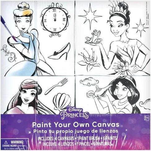 Disney Princess Color Your Own Canvas (4" x 4") - Customizable, Fun & Inspiring Artwork for Kids and Creativity Enthusiasts - 1 Set in Saudi Arabia