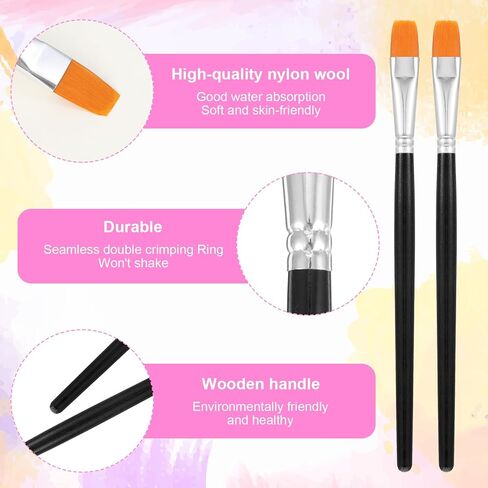 Flat Acrylic Paint Brushes 10PCS 1/2 Inch Small Black Detail Paint Brush Set, Art Craft Paintbrushes for Acrylic Painting, Face, Watercolor, Oil, Artist Paintbrush for Adults in Saudi Arabia