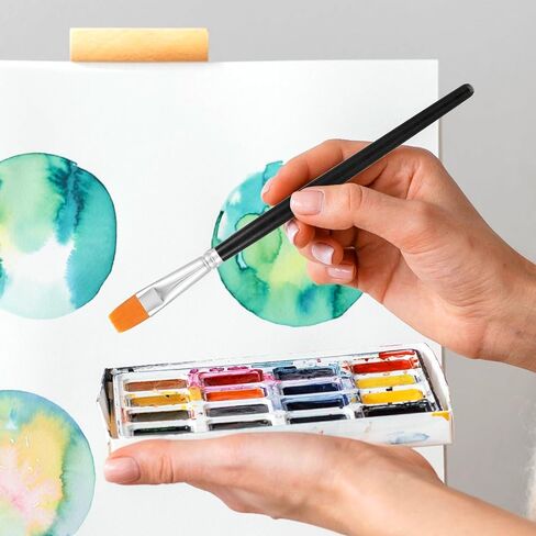 Flat Acrylic Paint Brushes 10PCS 1/2 Inch Small Black Detail Paint Brush Set, Art Craft Paintbrushes for Acrylic Painting, Face, Watercolor, Oil, Artist Paintbrush for Adults in Saudi Arabia