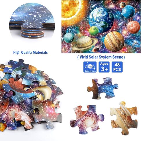Jumbo Floor Puzzle for Kids Ages 4-8,Space Earth Jigsaw Puzzles,48 Piece Astronaut Large Puzzles for Toddler Ages 3-5,Preschool Learning Planets Earth Toys Christmas Birthday Gift for Boys Girls in Kuwait