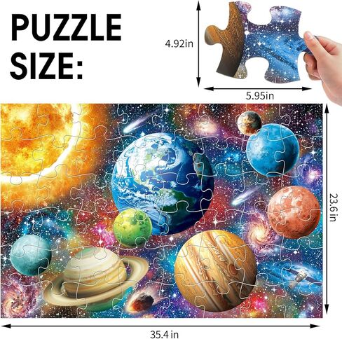 Jumbo Floor Puzzle for Kids Ages 4-8,Space Earth Jigsaw Puzzles,48 Piece Astronaut Large Puzzles for Toddler Ages 3-5,Preschool Learning Planets Earth Toys Christmas Birthday Gift for Boys Girls in Kuwait