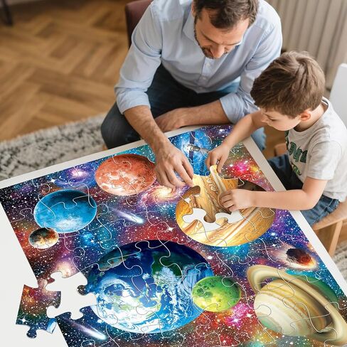 Jumbo Floor Puzzle for Kids Ages 4-8,Space Earth Jigsaw Puzzles,48 Piece Astronaut Large Puzzles for Toddler Ages 3-5,Preschool Learning Planets Earth Toys Christmas Birthday Gift for Boys Girls in Kuwait