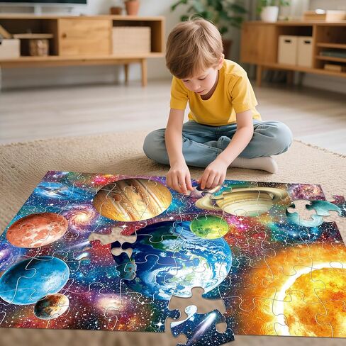 Jumbo Floor Puzzle for Kids Ages 4-8,Space Earth Jigsaw Puzzles,48 Piece Astronaut Large Puzzles for Toddler Ages 3-5,Preschool Learning Planets Earth Toys Christmas Birthday Gift for Boys Girls in Kuwait