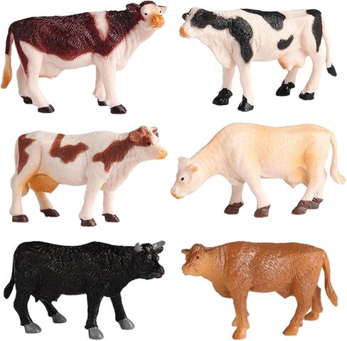 Mini Cow Figurines Set – Realistic Solid Plastic Dairy Cattle Farm Animal Figuriness – Educational Toys, Cake Toppers, Gifts for Kids in Saudi Arabia