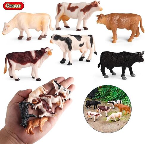 Mini Cow Figurines Set – Realistic Solid Plastic Dairy Cattle Farm Animal Figuriness – Educational Toys, Cake Toppers, Gifts for Kids in Saudi Arabia