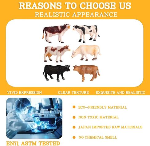 Mini Cow Figurines Set – Realistic Solid Plastic Dairy Cattle Farm Animal Figuriness – Educational Toys, Cake Toppers, Gifts for Kids in Saudi Arabia