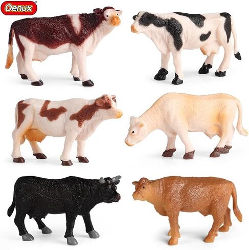 Mini Cow Figurines Set – Realistic Solid Plastic Dairy Cattle Farm Animal Figuriness – Educational Toys, Cake Toppers, Gifts for Kids in Saudi Arabia