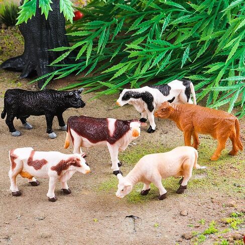 Mini Cow Figurines Set – Realistic Solid Plastic Dairy Cattle Farm Animal Figuriness – Educational Toys, Cake Toppers, Gifts for Kids in Saudi Arabia