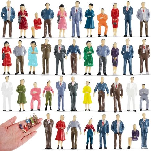 Juexica 80 Pcs Mini People Figurines 1:50 Scale Model Trains Architectural Painted People Figures Tiny Plastic Miniature Figurines Sand Tray Miniatures Sitting Standing Toy Model for Miniature Scenes in Saudi Arabia