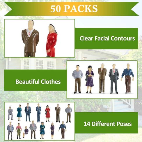 Juexica 80 Pcs Mini People Figurines 1:50 Scale Model Trains Architectural Painted People Figures Tiny Plastic Miniature Figurines Sand Tray Miniatures Sitting Standing Toy Model for Miniature Scenes in Saudi Arabia