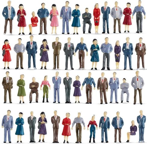 Juexica 80 Pcs Mini People Figurines 1:50 Scale Model Trains Architectural Painted People Figures Tiny Plastic Miniature Figurines Sand Tray Miniatures Sitting Standing Toy Model for Miniature Scenes in Saudi Arabia