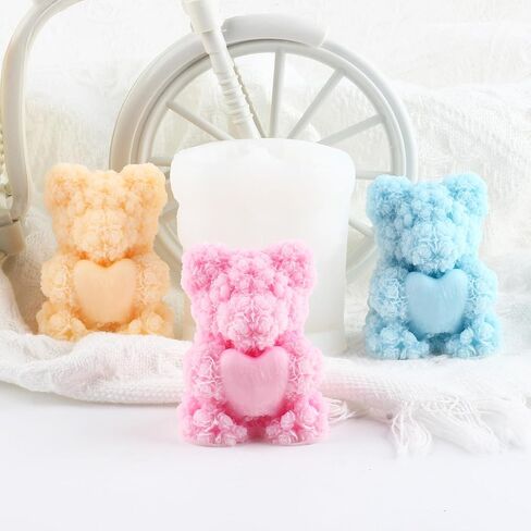Rose Bear Candle Molds 3D Teddy Bear Silicone Mold for Candle Making Resin Aromatherapy Gypsum Wax Soap Clay Craft in Saudi Arabia