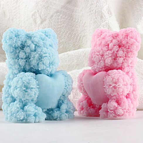Rose Bear Candle Molds 3D Teddy Bear Silicone Mold for Candle Making Resin Aromatherapy Gypsum Wax Soap Clay Craft in Saudi Arabia
