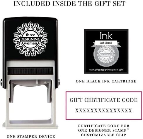 Three Designing Women Custom Designer Self-Inking Stamp (Custom Gift Set) in Saudi Arabia