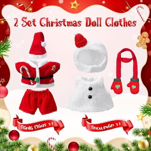 2 Set Christmas Clothes for 17 cm Doll Christmas Costume Outfit Set Fits 6.7 Inch Accessories for Winter(Santa Claus) in Saudi Arabia