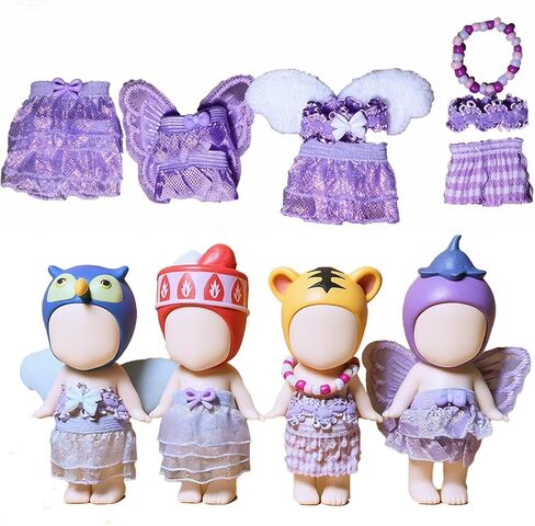 4 Sets of Doll Clothes for Sonny Angel, fit for 3 Inch Collectible Dolls for Adult Collectors, Includes Tops and Skirts for Display and Decoration（Purple） in Saudi Arabia