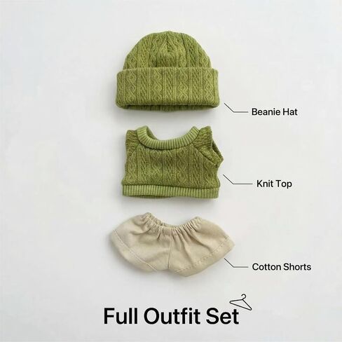 Doll Clothing Set, Green Knit Sweater with Beanie and Khaki Pants, Fits 15-17 cm Dolls(3 Pcs in Total) in Saudi Arabia