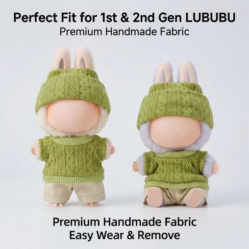 Doll Clothing Set, Green Knit Sweater with Beanie and Khaki Pants, Fits 15-17 cm Dolls(3 Pcs in Total) in Saudi Arabia