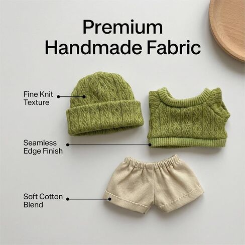 Doll Clothing Set, Green Knit Sweater with Beanie and Khaki Pants, Fits 15-17 cm Dolls(3 Pcs in Total) in Saudi Arabia