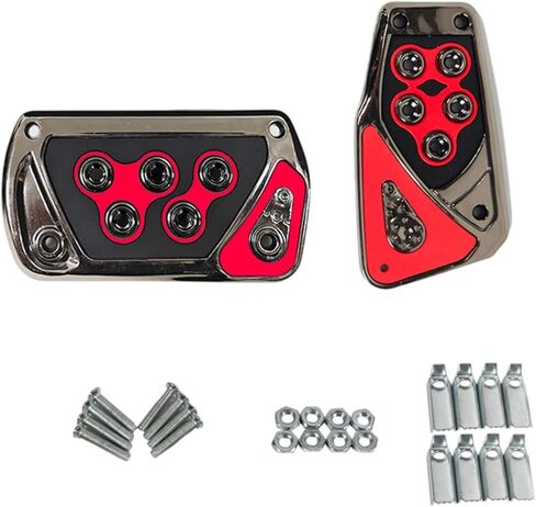 2X Car Pedal Pads Brake Pedal Covers Repair Part Automotive Professional Vehicle Car Interior Accessories Universal Anti Slip, Red Manual Gear in Saudi Arabia