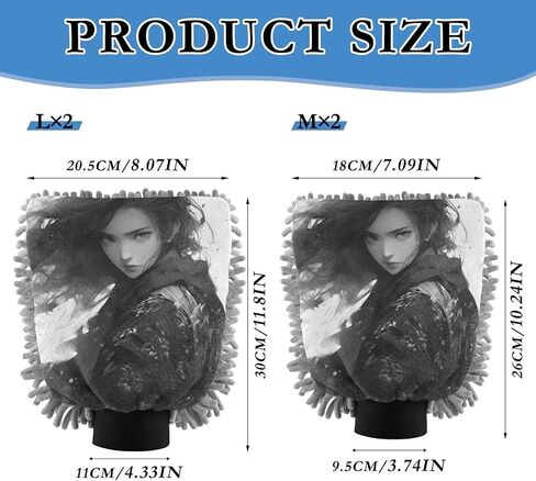 AIXIWAWA Car Wash Mitt Washing Glove Scratch Free Water Absorbent 2 Pack Medium Female Samurai Print in Saudi Arabia