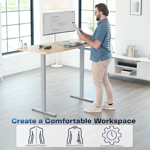 إطار مكتب كهربائي من VIVO، محطة عمل DIY، إطار فقط، محرك مزدوج مريح وقاعدة قابلة للتعديل مع وحدة تحكم في الذاكرة، أسود، DESK-E-200B in Kuwait