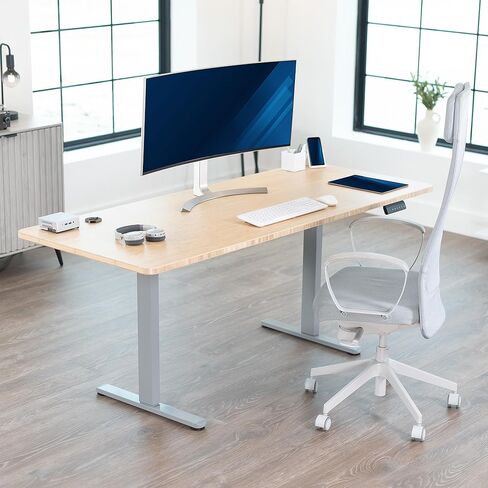 إطار مكتب كهربائي من VIVO، محطة عمل DIY، إطار فقط، محرك مزدوج مريح وقاعدة قابلة للتعديل مع وحدة تحكم في الذاكرة، أسود، DESK-E-200B in Kuwait