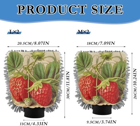 AIXIWAWA Car Wash Mitt Washing Glove Scratch Free Water Absorbent 2 Pack Medium Realistic Strawberry Print in Saudi Arabia