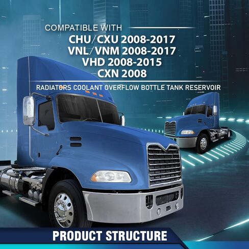 PIT66 Radiator Coolant Overflow Bottle Tank Reservoir Compatible with Mack CHU CXN CXU 2008-2017,Fit Volvo VHD VNL VNM 2008-2015 603-5505,HVA02866,20881604,20968795,21000194,21038101,21067134,21074555 in Saudi Arabia