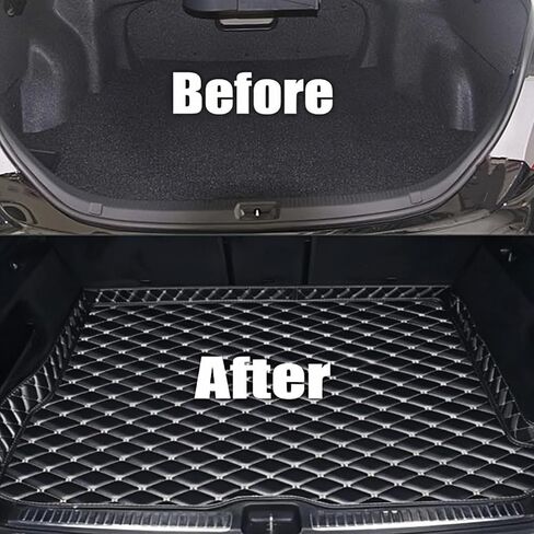 Car Trunk Mat for Tesla Model S 2021-2025, Cargo Mat Anti-Slip Trunk Liner PU Leather All-Weather Waterproof Protector Auto Interior,Black-White in Saudi Arabia