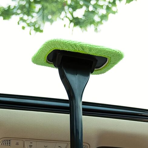 Windshield Cleaning Tool, Reusable Microfiber Towel Pads Car Window Cleaner Brush for Auto Glass Wiper Suvs Rvs & Home Windows(Deep Blue) in Saudi Arabia