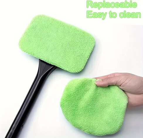 Windshield Cleaning Tool, Reusable Microfiber Towel Pads Car Window Cleaner Brush for Auto Glass Wiper Suvs Rvs & Home Windows(Deep Blue) in Saudi Arabia