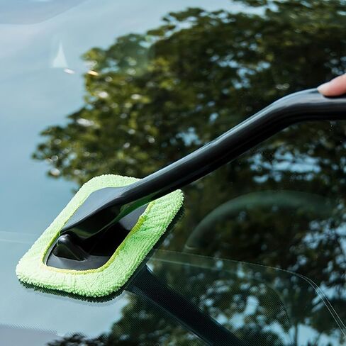 Windshield Cleaning Tool, Reusable Microfiber Towel Pads Car Window Cleaner Brush for Auto Glass Wiper Suvs Rvs & Home Windows(Deep Blue) in Saudi Arabia